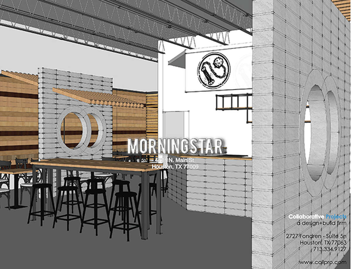 Architectural rendering of the Morningstar coffee shop interior by Jim Herd of Collaborative Projects in collaboration with John Zemanek.