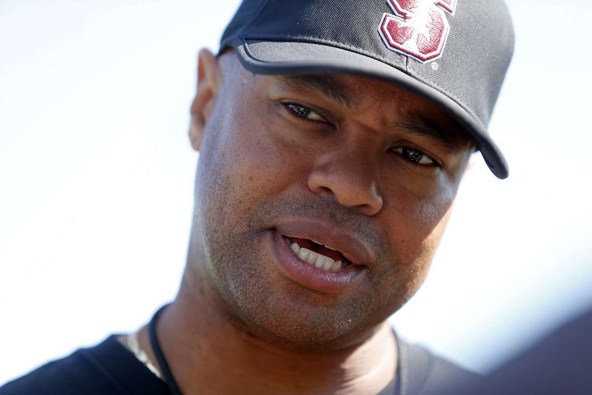 Stanford's David Shaw, Bradford M. Freeman Director of Football, speaks after practice in Stanford, Calif., on Monday, Aug. 10, 2015.