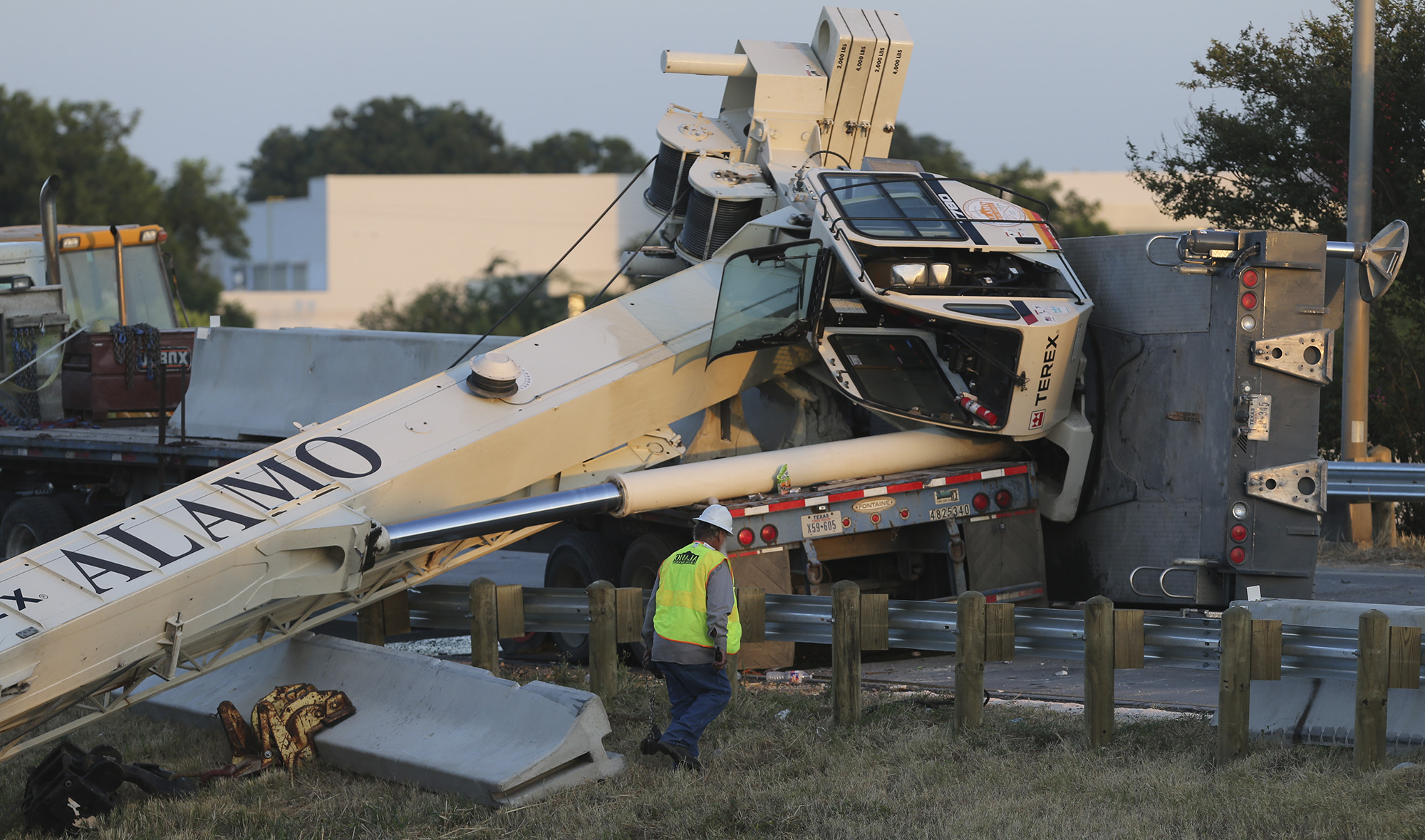 Crane falls over near major highway interchange in San Antonio