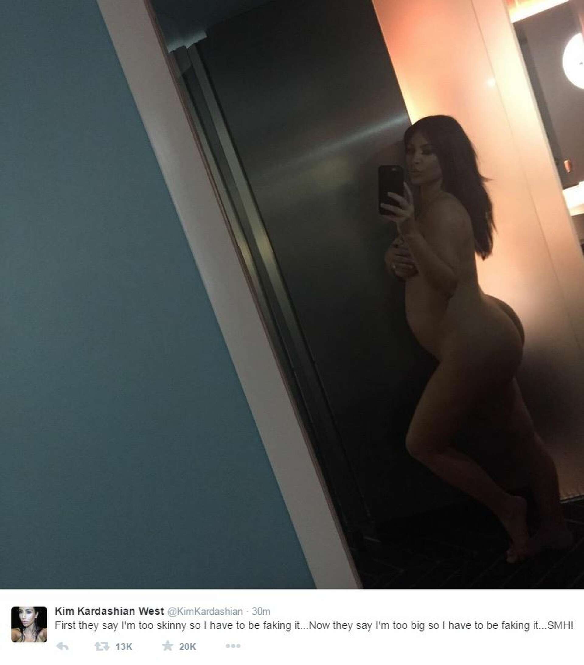 Kim Kardashian Pregnant Naked - Kim Kardashian bares all in nude selfie showing off pregnant body to  disprove rumors