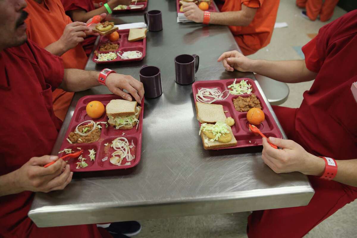 Don't ask for more food.  The TDCJ's Offender Orientation Handbook says, "Offenders will not try to have more food placed on their tray by offenders working on the serving line. The offender workers have been told by officials how much food to serve."