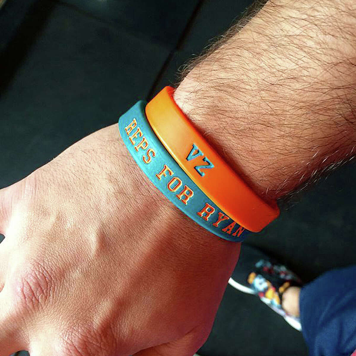 A "Reps for Ryan" wristband, symbol of the fundraising campaign to help Ryan Van Zandt, a 2008 graduate who has a rare form of cancer.