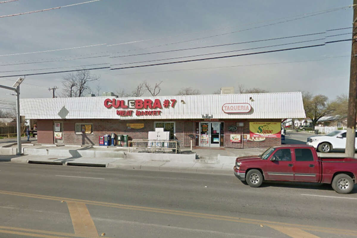 Culebra Meat Market #7: 3017 Blanco Road, San Antonio, Texas 78201Date: 01/07/2016 Demerits: 14Highlights: Food found unprotected from cross contamination (raw meats stored on top of cooked foods), no paper towels found in men’s restroom, no proper labels on some of the food products, toxic chemicals stored near food