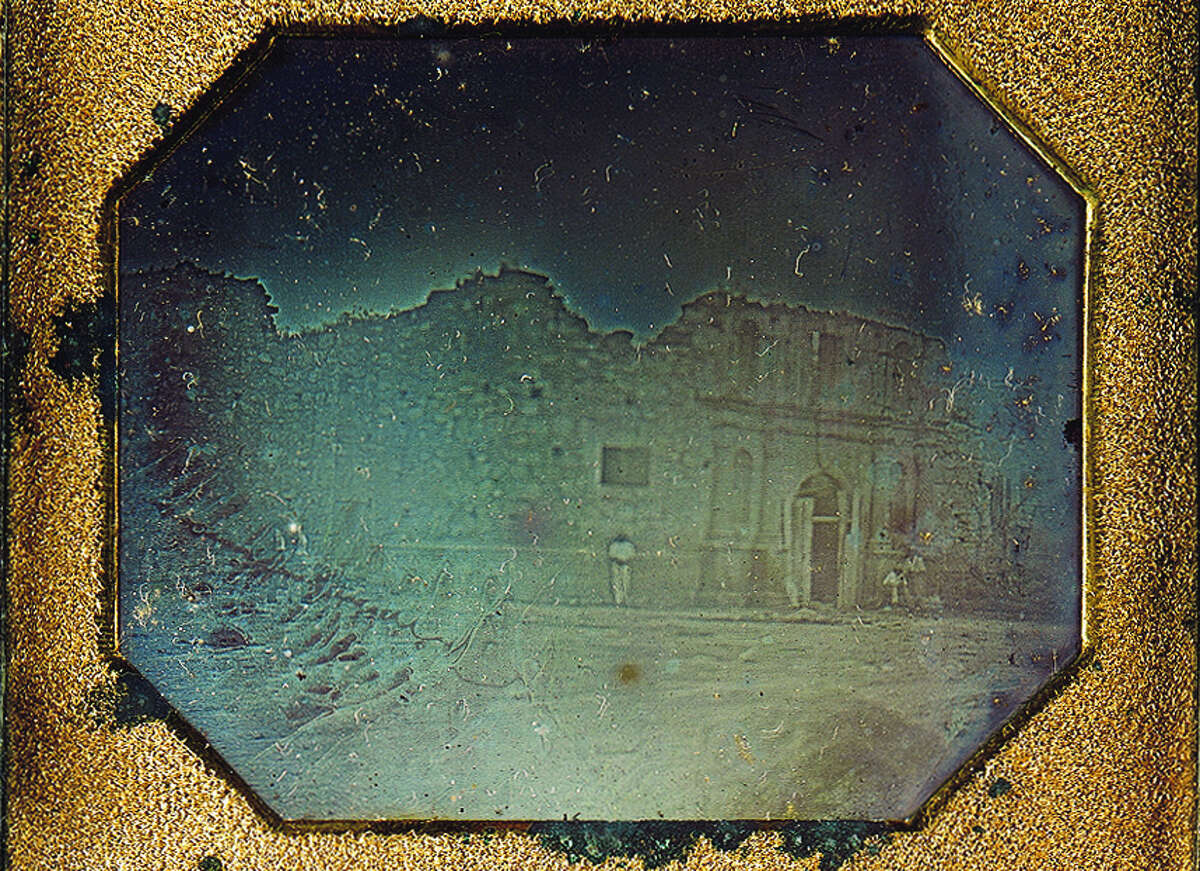 The 1849 daguerreotype is the earliest datable photograph taken in Texas. It shows the front of the Alamo chapel. It is the only known photograph of the Alamo taken before the 1850 reconstruction that added the distinctive curved gable to the top of the church facade.