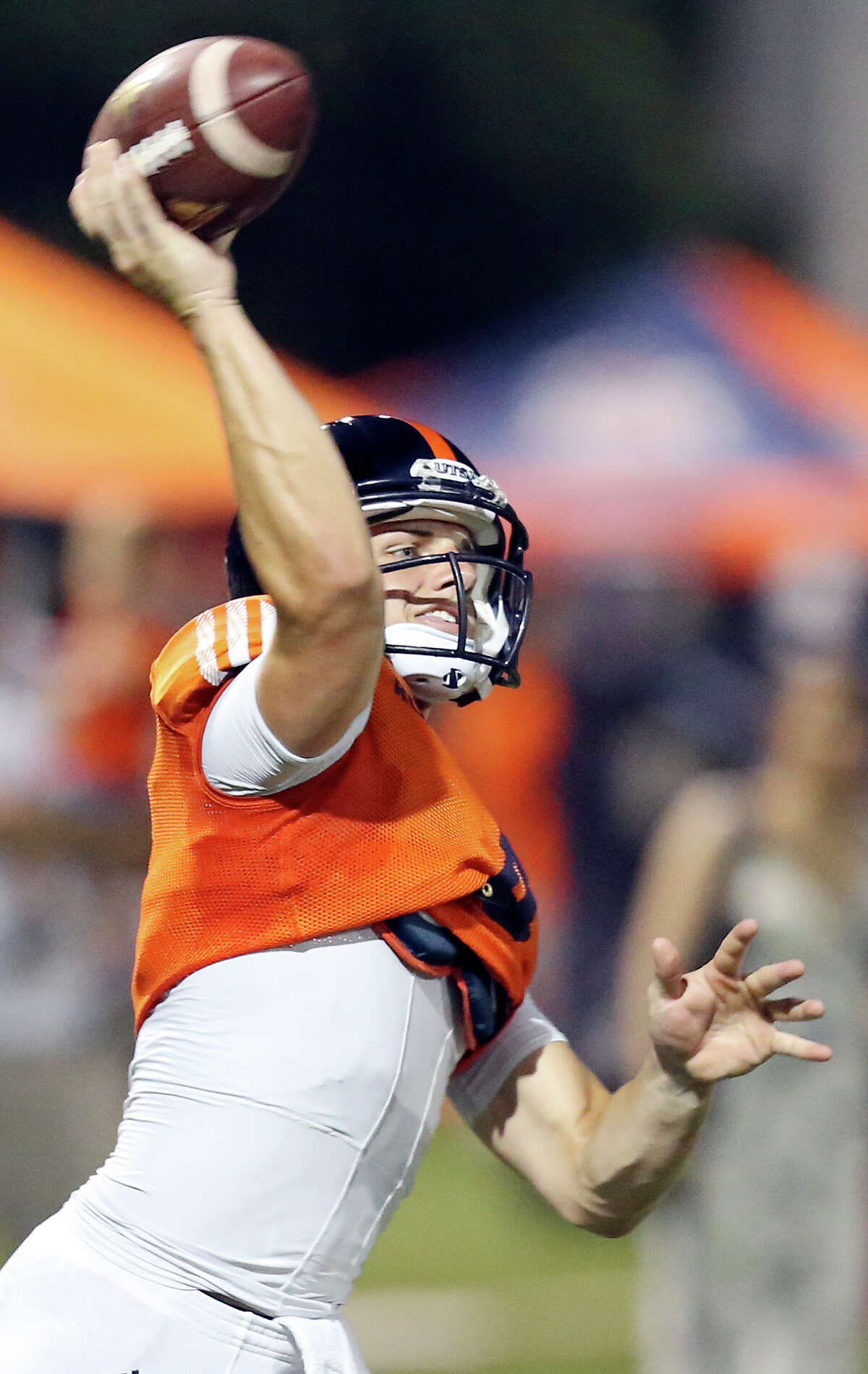 UTSA quarterback Blake Bogenschutz passes during practice held Friday Aug. 14, 2015.