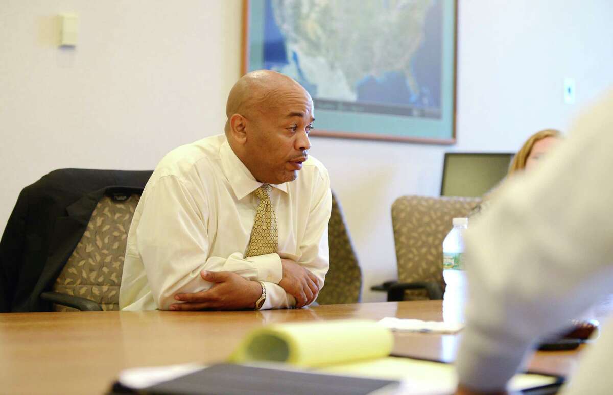 Assembly Speaker Carl Heastie answers questions during an editorial board meeting Monday, Aug. 17, 2015. (Will Waldron/Times Union)