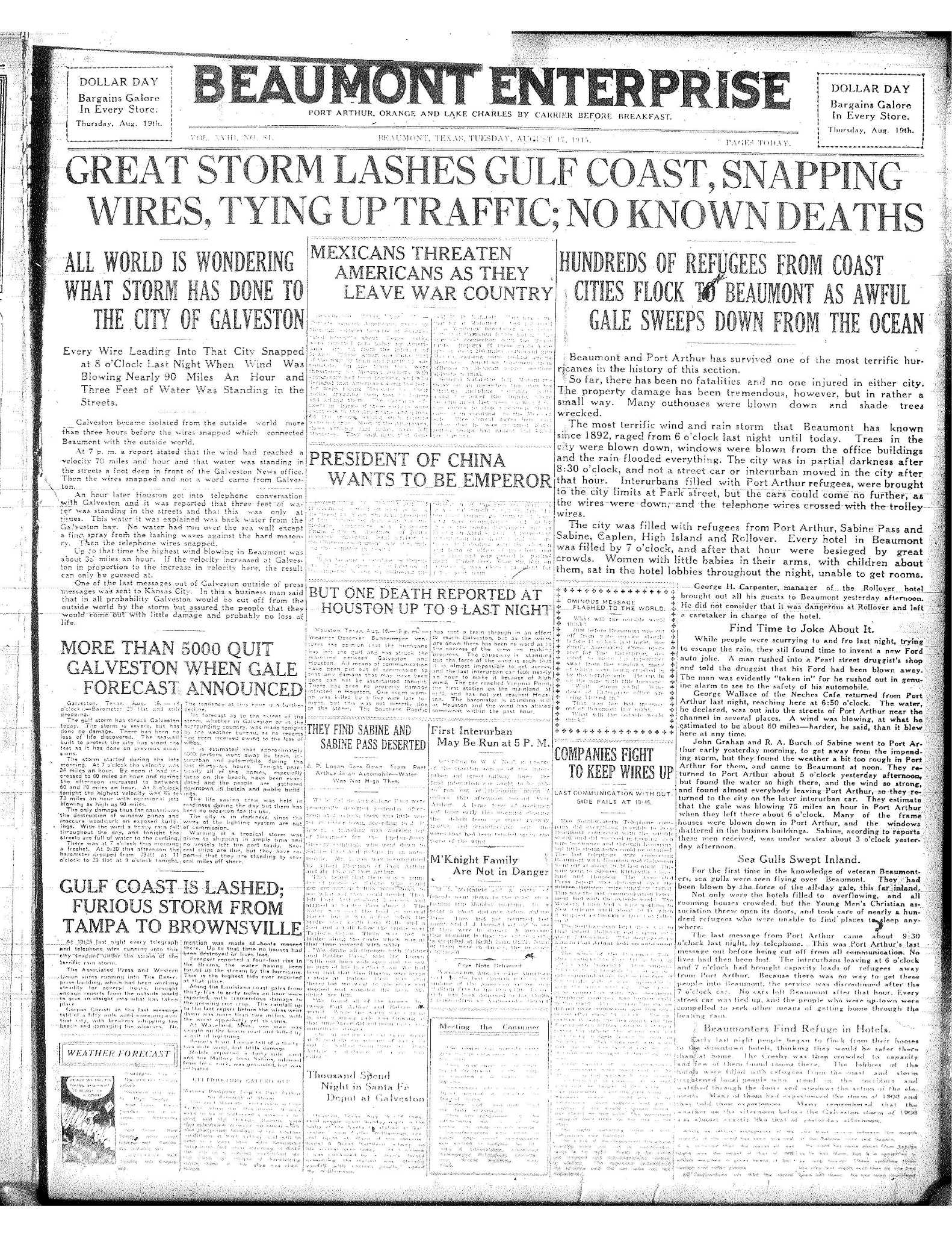 Gulf Coast disaster in 1915 swamped Port Arthur chased evacuees