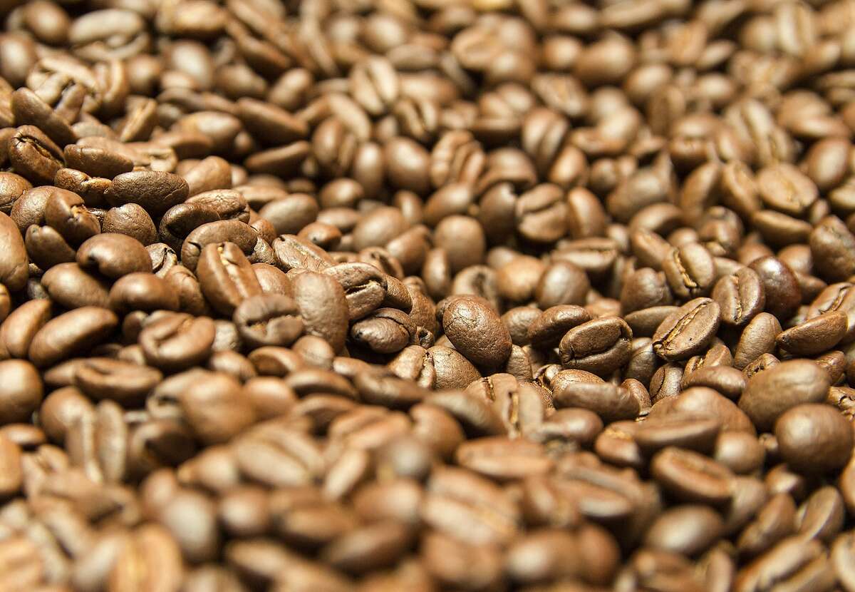 Columbian coffee bean are photographed after the roasting process, at Dan Harrison's workshop.