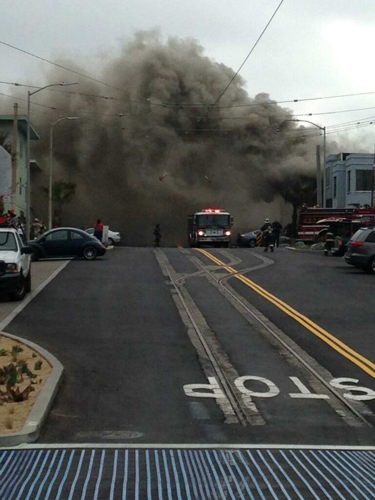 A two-alarm fire broke out at 3633 Taraval St. in San Francisco on August 18, 2015.