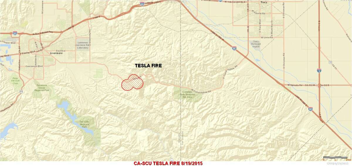 Tesla Fire near Livermore 45 percent contained