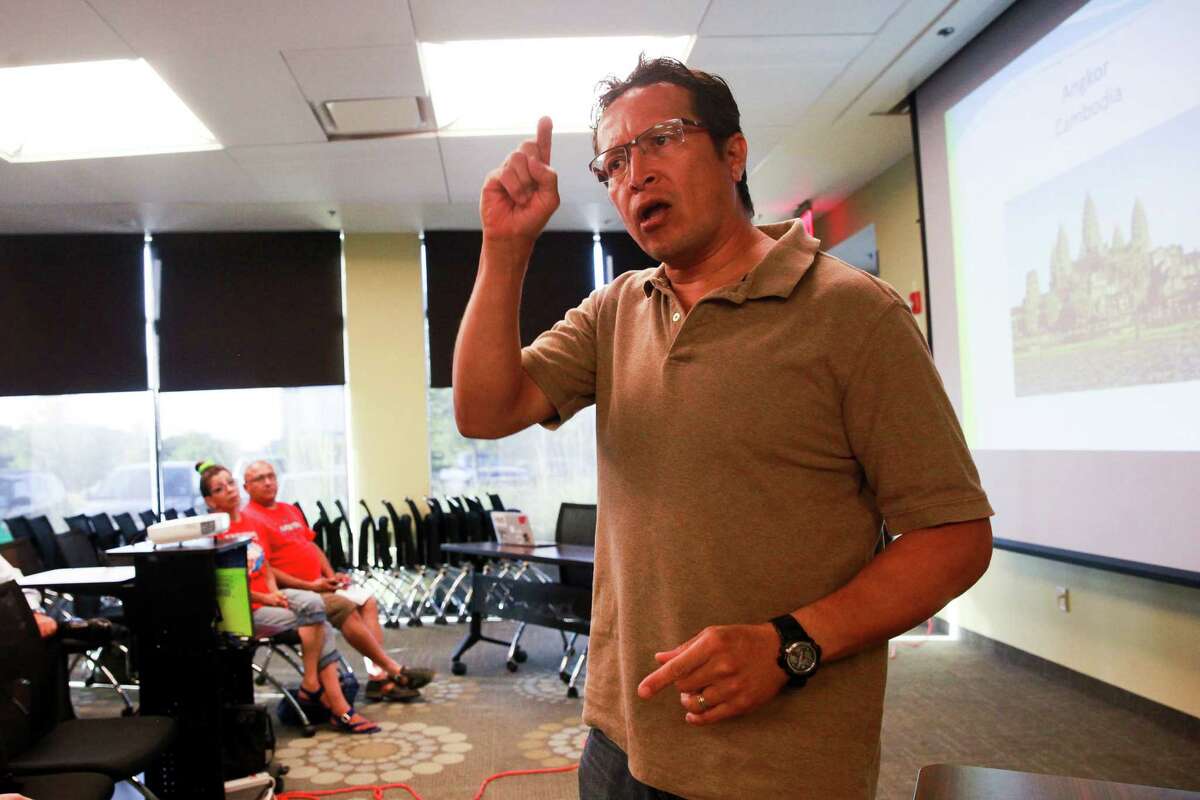 Armando Cortez, President of the Mission San Jose Association, speaks against the development during the Mission San Jose Neighborhood Association meeting Tuesday Aug. 11, 2015 at Mission Library. "They don't realize they're waking up a lion here" Cortez said.
