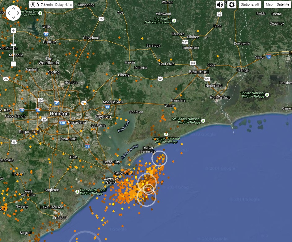 Website shows 'real-time' lightning strikes