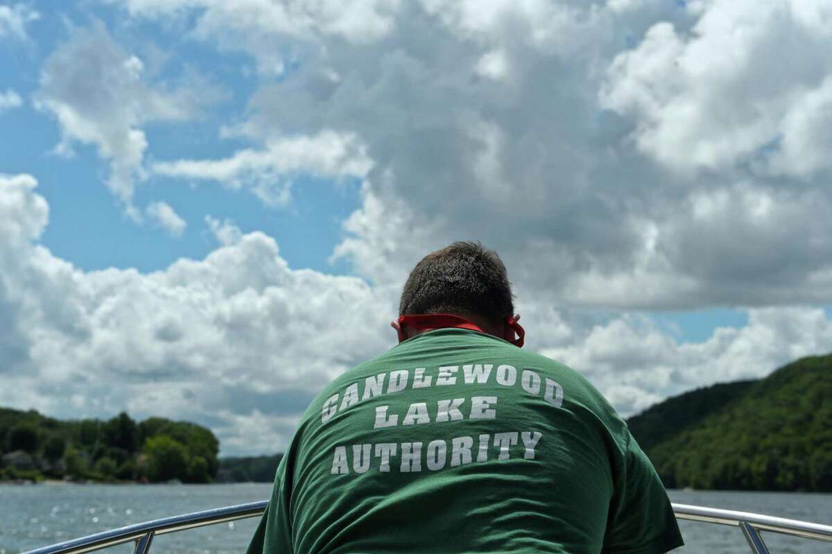 Larry Marsicano, the Executive Director of the Candlewood Lake Authority was on Candlewood Lake testing the lake at four locations for blue-green algae on Thursday, August 20, 2015.