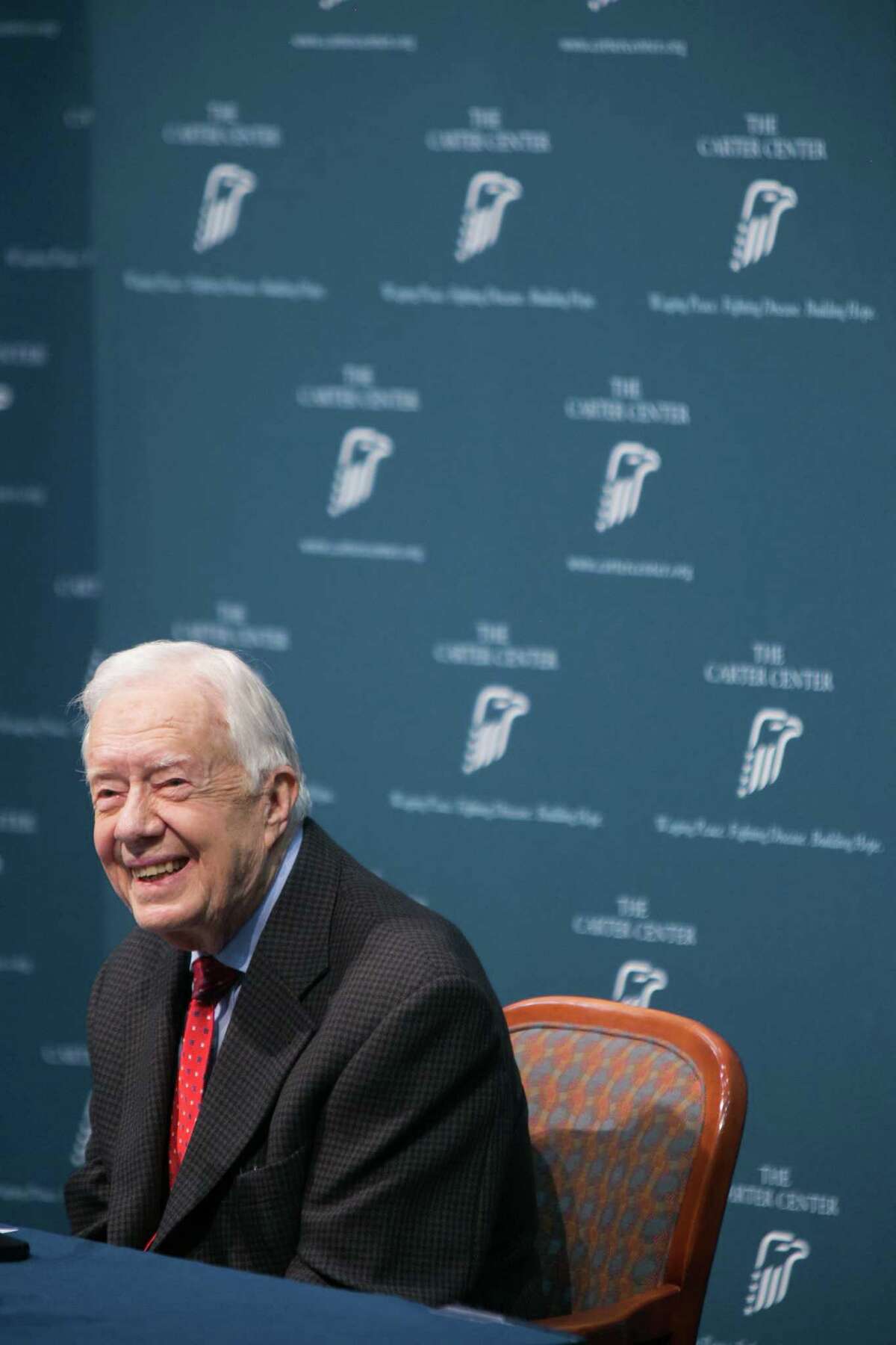 ATLANTA, GA - AUGUST 20: Former President Jimmy Carter discusses his cancer diagnosis during a press conference at the Carter Center on August 20, 2015 in Atlanta, Georgia. Carter confirmed that he has melanoma that has spread to his liver and brain and will start treatment today. (Photo by Jessica McGowan/Getty Images)