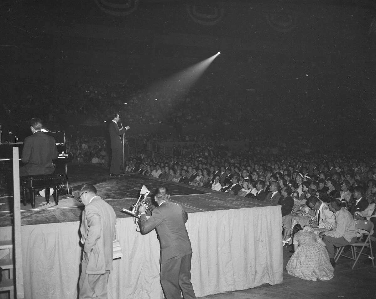 Frank Sinatra performs at the Cow Palace June 1957