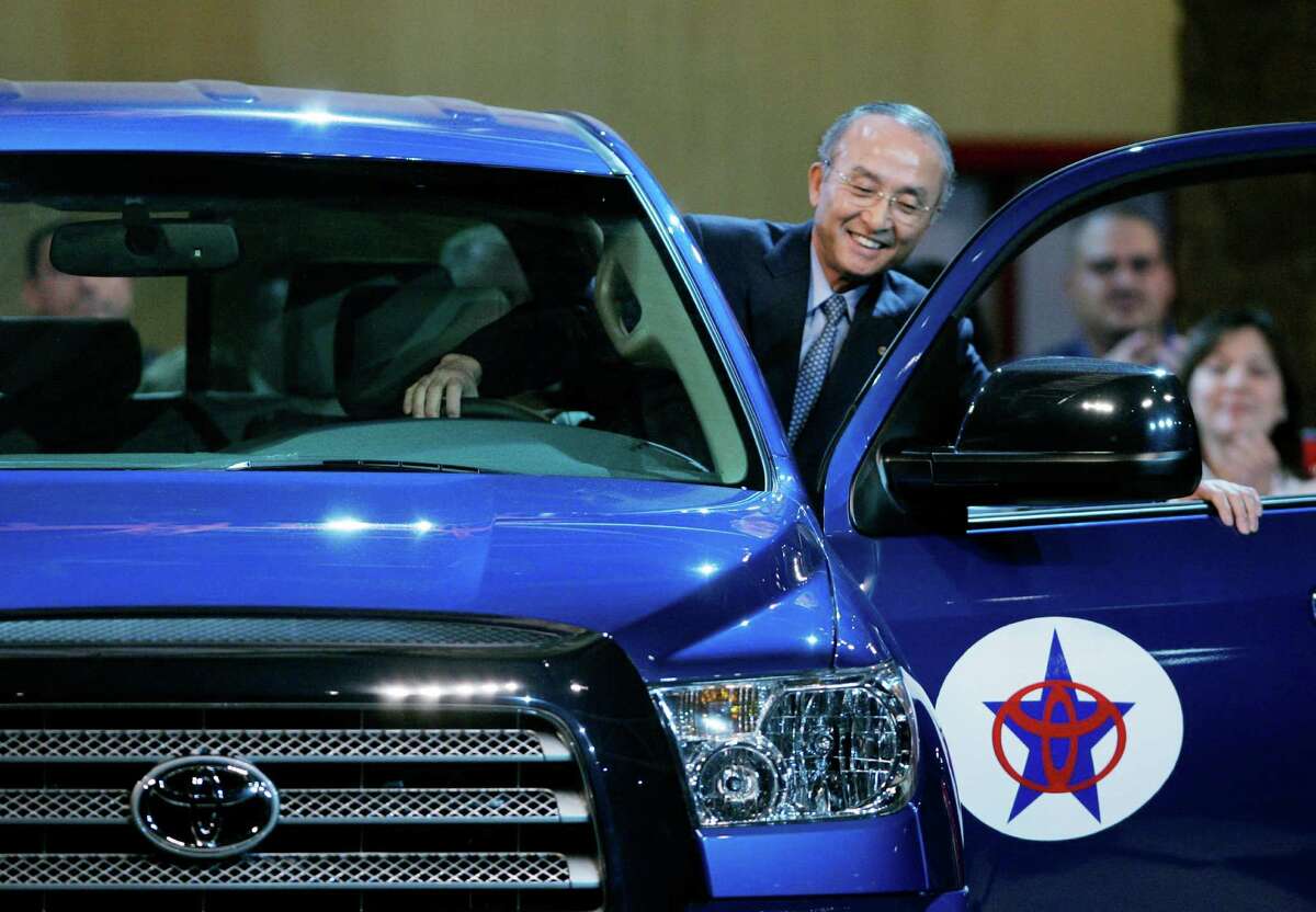 Toyota Motor Corporation president Katsuaki Watanabe climbs into a 2007 Toyota Tundra during opening ceremonies at its plant on San Antonio’s South Side.