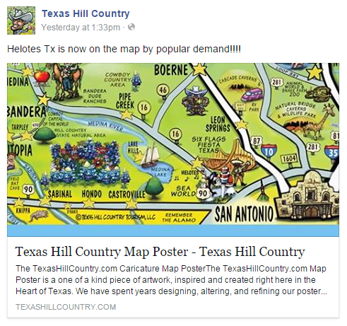 Helotes finally added to colorful Texas Hill Country map