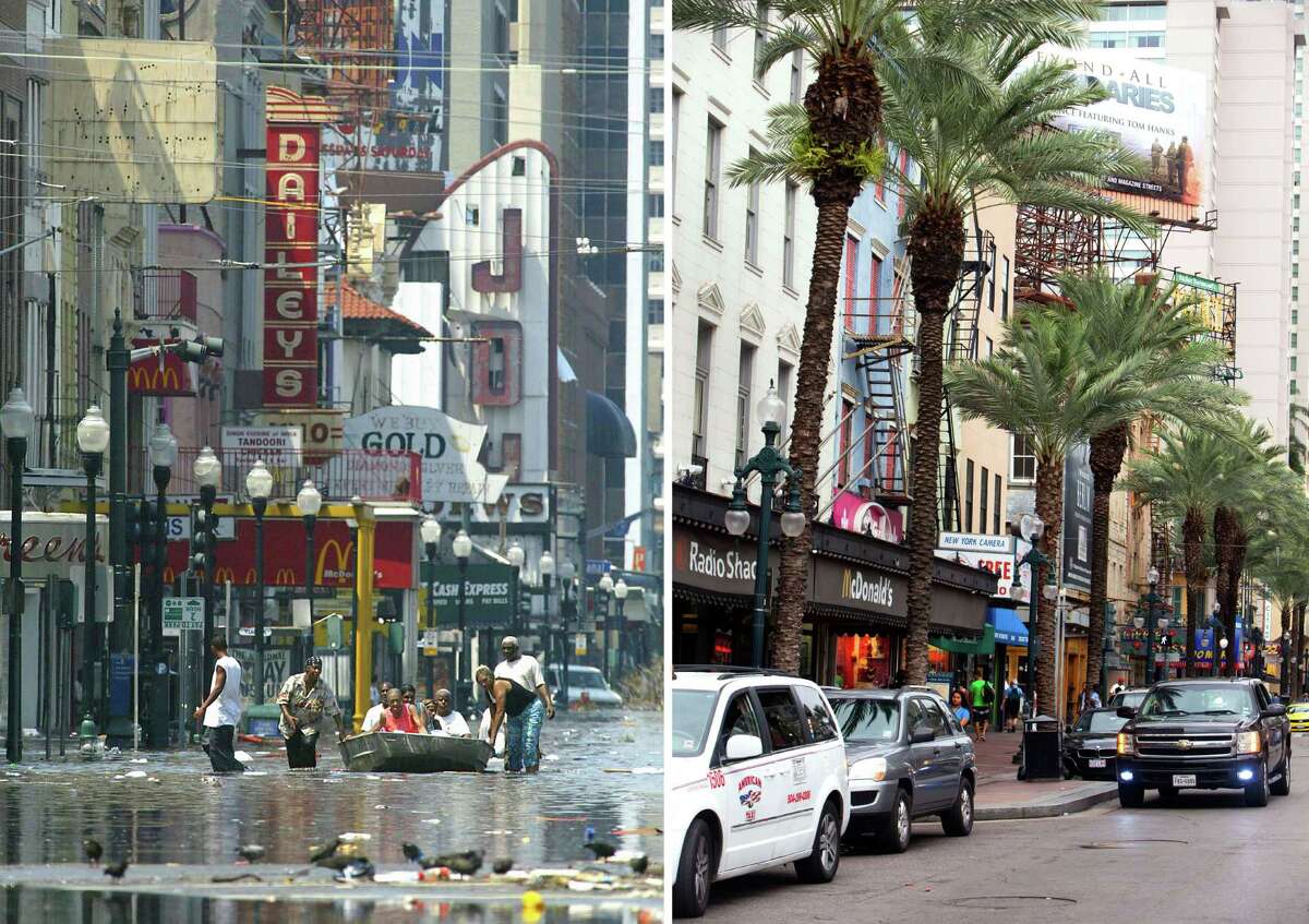 NOW: Rebuilt businesses are seen on Canal Street on Aug. 16, as the 10-year anniversary of Katrina approached.﻿
