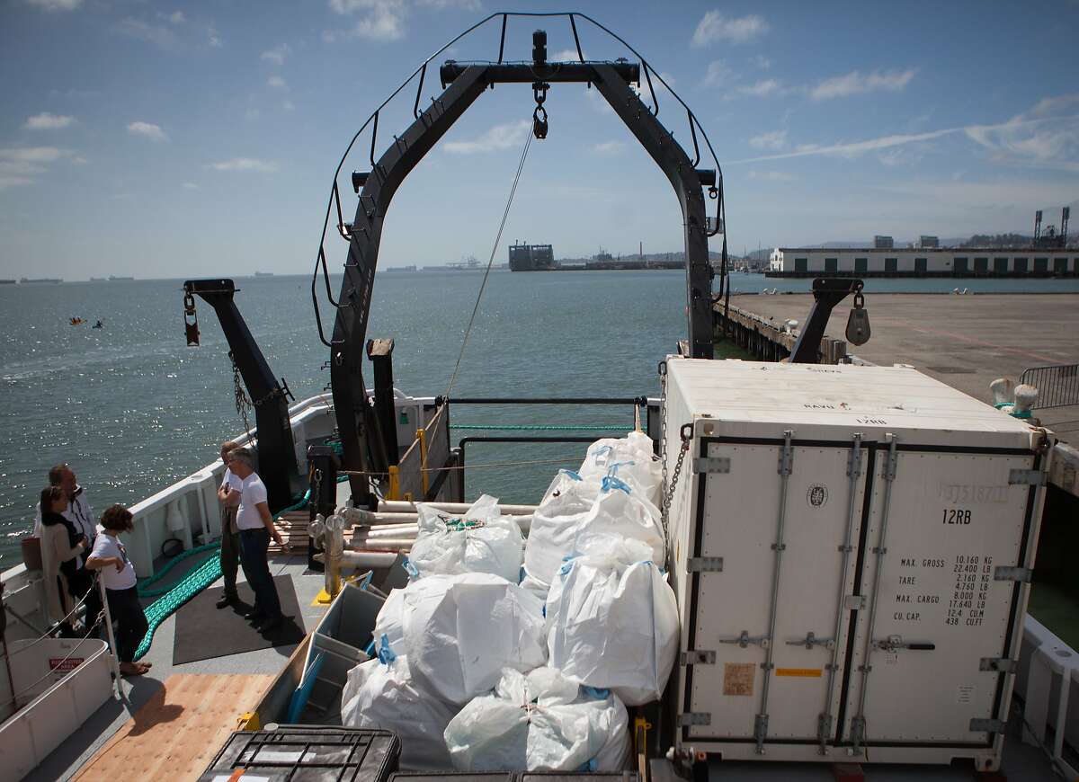 A sample of the garbage found in the Great Pacific Garbage Patch is stored on the Ocean Starr during the 30-day Mega Expedition. Photographed on Sunday, Aug. 23, 2015 in San Francisco, Calif.
