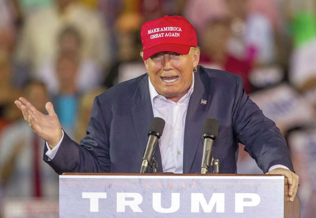 Republican presidential candidate Donald Trump speaks during a rally at Ladd-Peebles Stadium on August 21, 2015 in Mobile, Alabama. Because Trump is so loud, omnipresent, multiplatform and cutting, he’s shaping the perception of the other candidates.