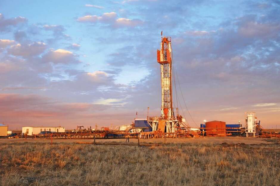 An Occidental Petroleum rig works in the Permian Basin of West Texas.