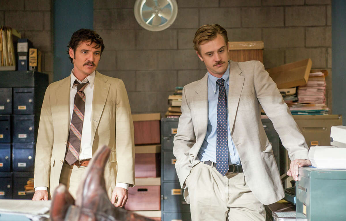 Pedro Pascal (left) and Boyd Holbrook star as DEA agents assigned to Bogota, Colombia, in “Narcos.”