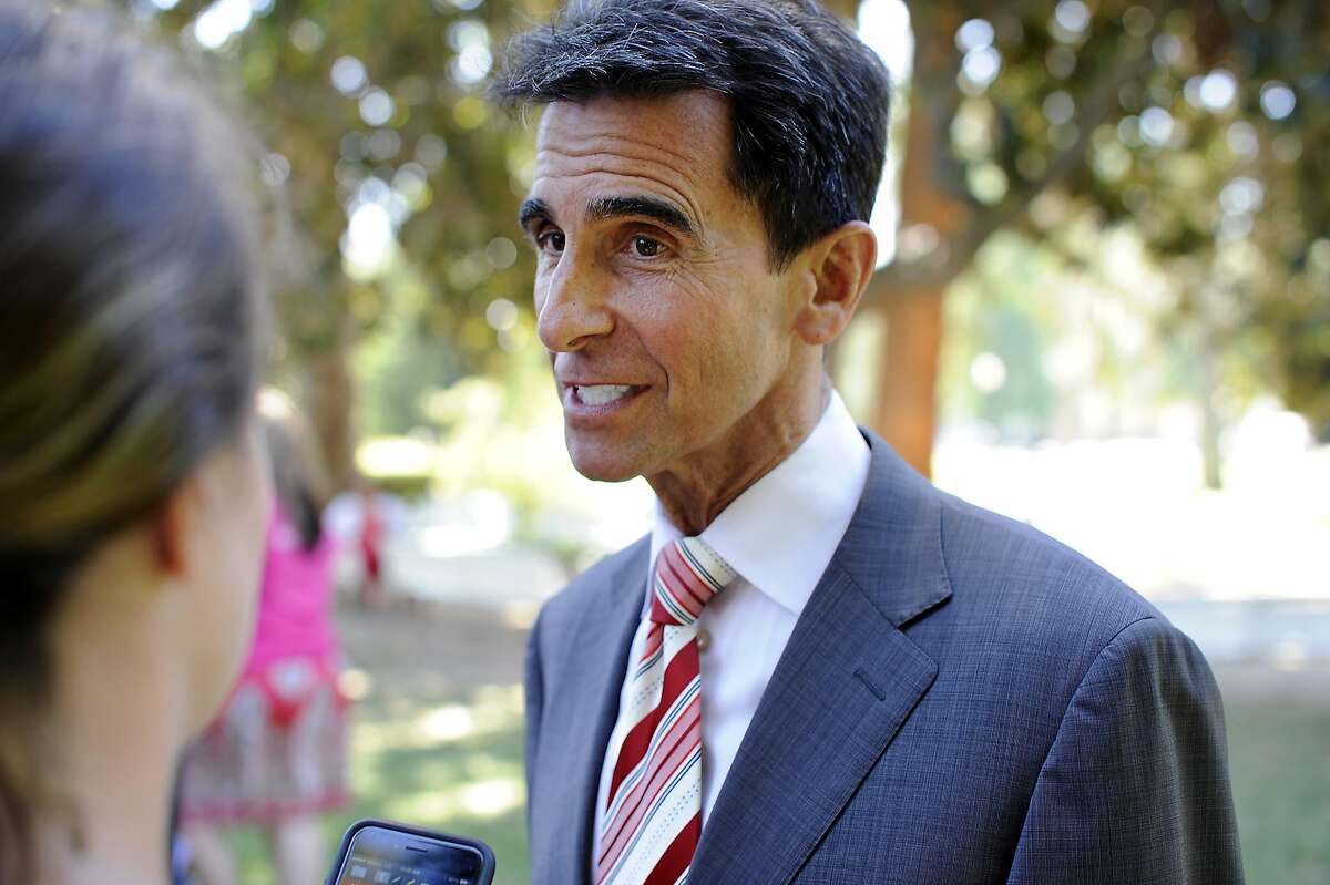 Senator Mark Leno speaks with reporters following gathering by pro tobacco tax group Save Lives California outside the State Capitol Building in Sacramento, CA Wednesday, August 26, 2015.
