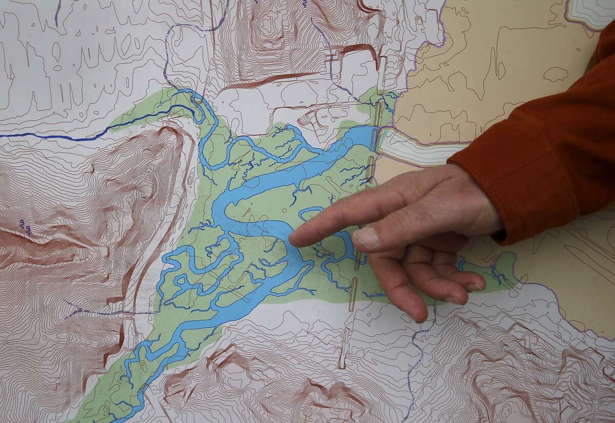 A large area of underground water on the east side of San Francisco is identified in the Seep City map. Joel Pomerantz has created a wall-sized topographical map called "Seep City" that shows ground water, marshes and lakes and mountains under the pavement of San Francisco.