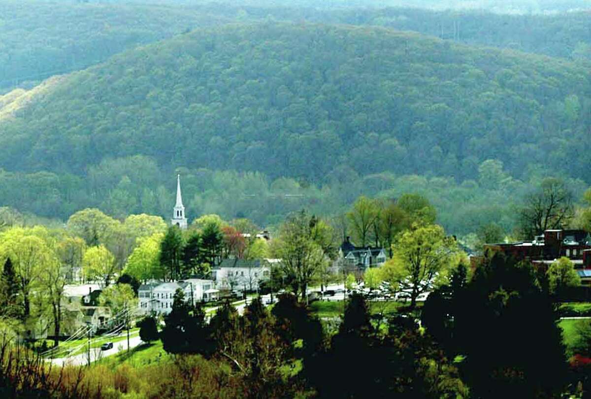 The town of New Milford has grown remarkably fast during recent decades. Yet the attentive eye can still find images of its small-town charm. This photo was taken in 2005 from Second Hill Road.