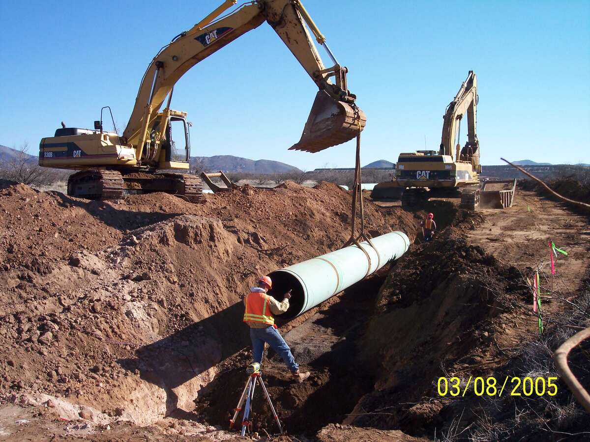 Sewer pipelines are laid for system improvements in Bisbee, Ariz,, financed by the San Antonio-based North American Development Bank.