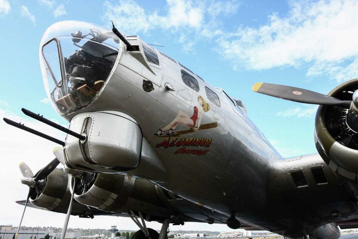 Boeing B-17 Flying Fortress aircraft like this one, pictured Wednesday, Sept. 2 at Boeing Field, dropped more bombs during World War II than any other aircraft. This plane, nicknamed Aluminum Overcast, will be on display and flying passengers for short flights this weekend, hosted by the Cascade Warbirds, a local group that promotes preservation of military aircraft.