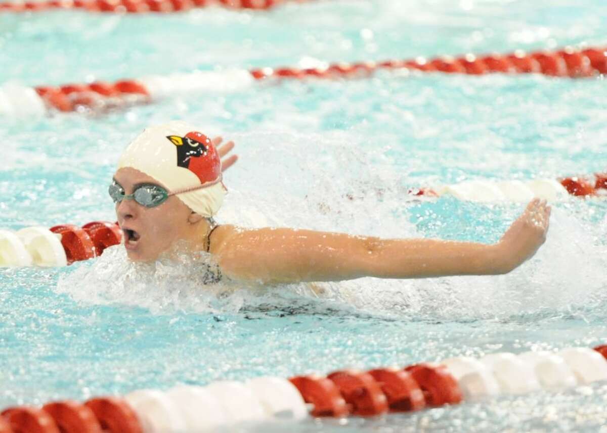 Brooke Collins is a senior tri-captain on the Greenwich High School girls swimming team. The Cardinals won the CIAC Class LL championship and placed second in the State Open Championships last season.