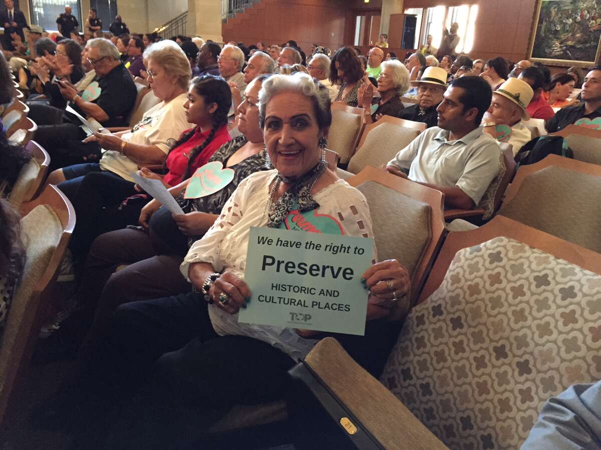 Golden age ranchera singer Rita Vidaurri shows her support at City Council on Sept. 2, 2015. Vidaurri is 91.