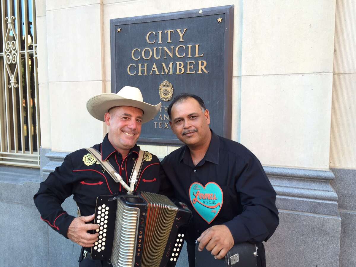Musicians Mark Weber (left) and Oscar Garcia performed is support of Lerma’s.