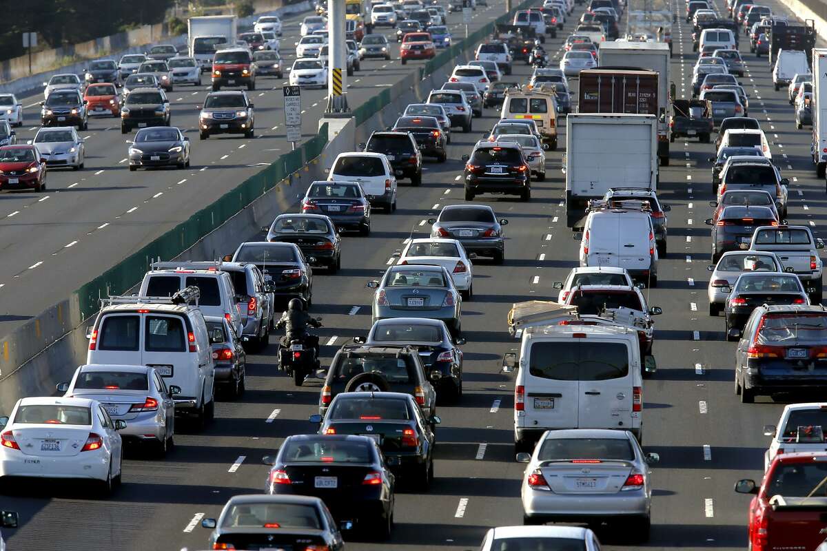 Heavy traffic on west bound I-80 to the approach to the Bay Bridge at University, in Berkeley, Calif. on Thurs. September 3, 2015. With gas prices low, travel is expected to be up, especially by car. Folks sticking around the Bay Area could encounter chaos, when BART will shut down the Transbay Tube for three days for repairs.
