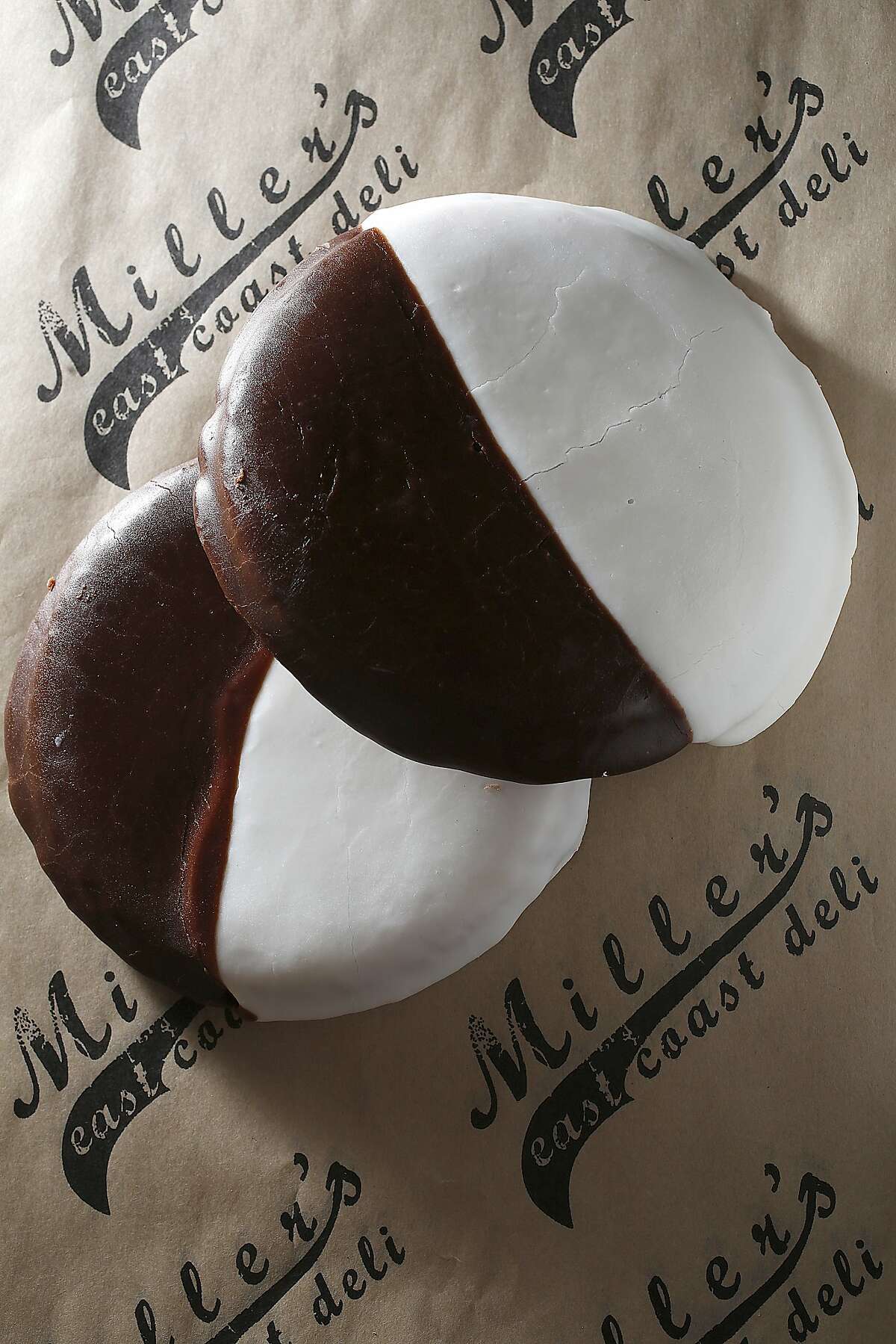 Black-and-white cookies from Miller's East Coast Deli in San Francisco. Postmates will be delivering food from Miller's for the Jewish holidays.