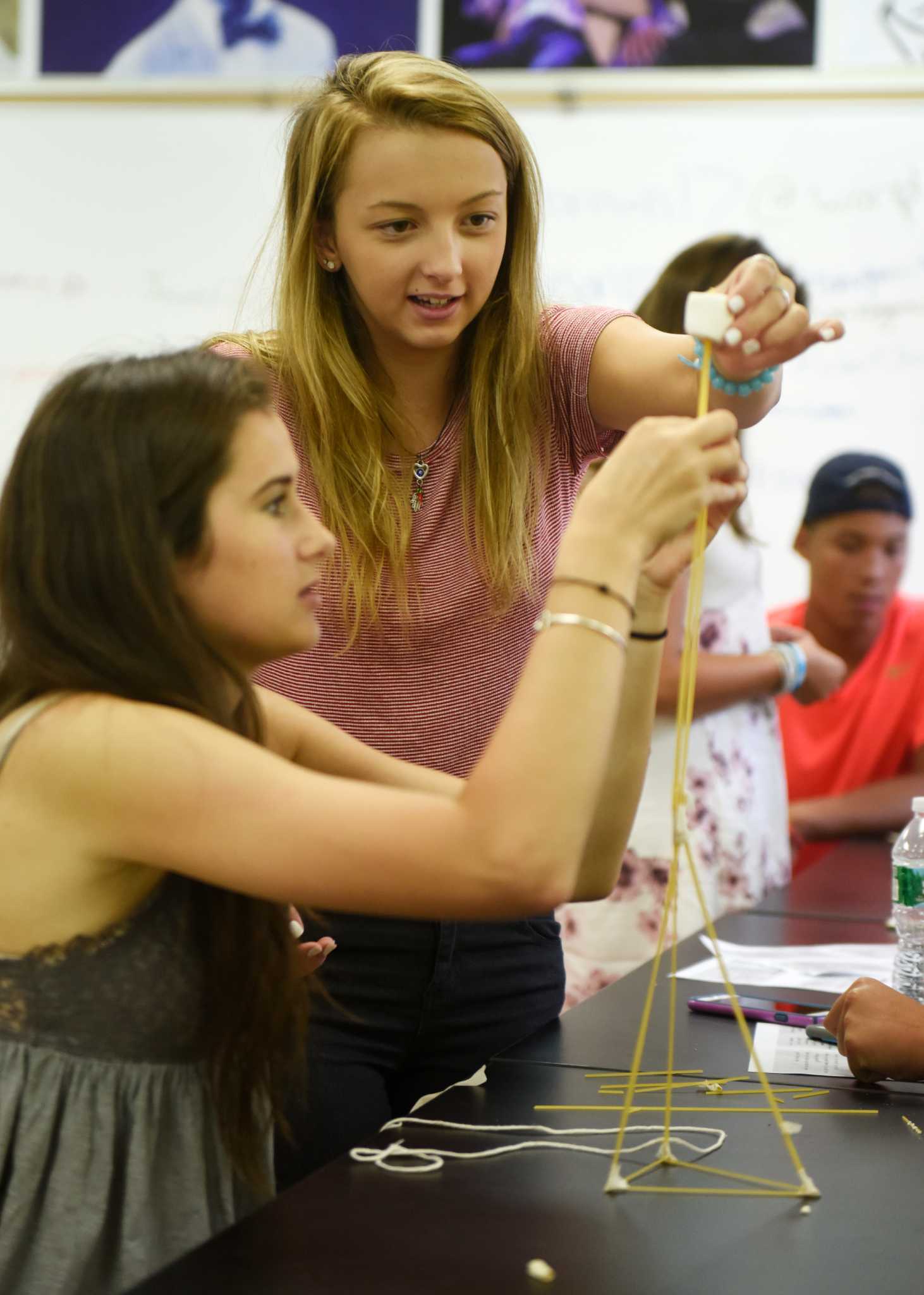 GHS introduced Innovation Lab with paper towers, marshmallows and spaghetti