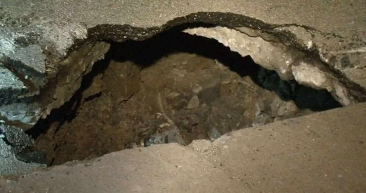 Sinkhole Swallows Pickup Near Houston Medical Center