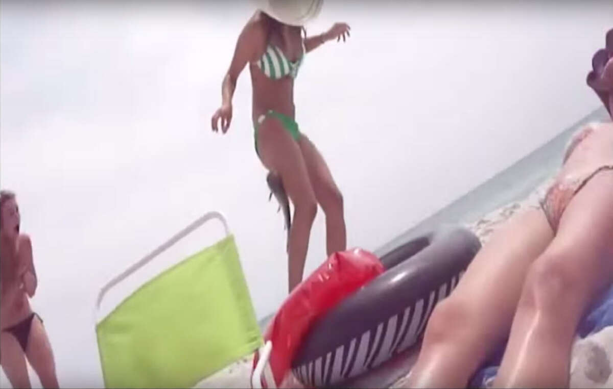 Cindy In A Bikini Gets Dead Catfish Stuck To Her Butt After Friend