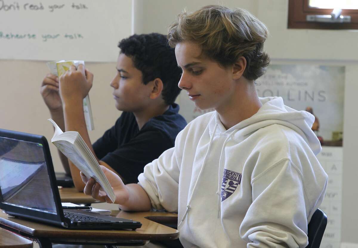 Miles Fawcett (left) and Kevin Judd read "Lord of the Flies in Debbi Hill's 9th grade English class at Piedmont High School in Piedmont, Calif. on Friday, Sept. 10, 2015. Piedmont High is one of the highest achieving schools in the Bay Area.