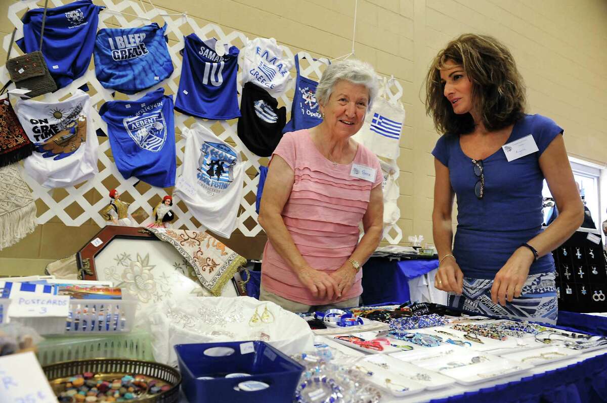 Rena Counavelis of Scotia, left, and Angela Menagias of Niskayuna sell crafts at the 40th Annual St. George Greek Festival at the Hellenic Center on Friday, Sept. 11, 2015 in Schenectady, N.Y. (Lori Van Buren / Times Union)