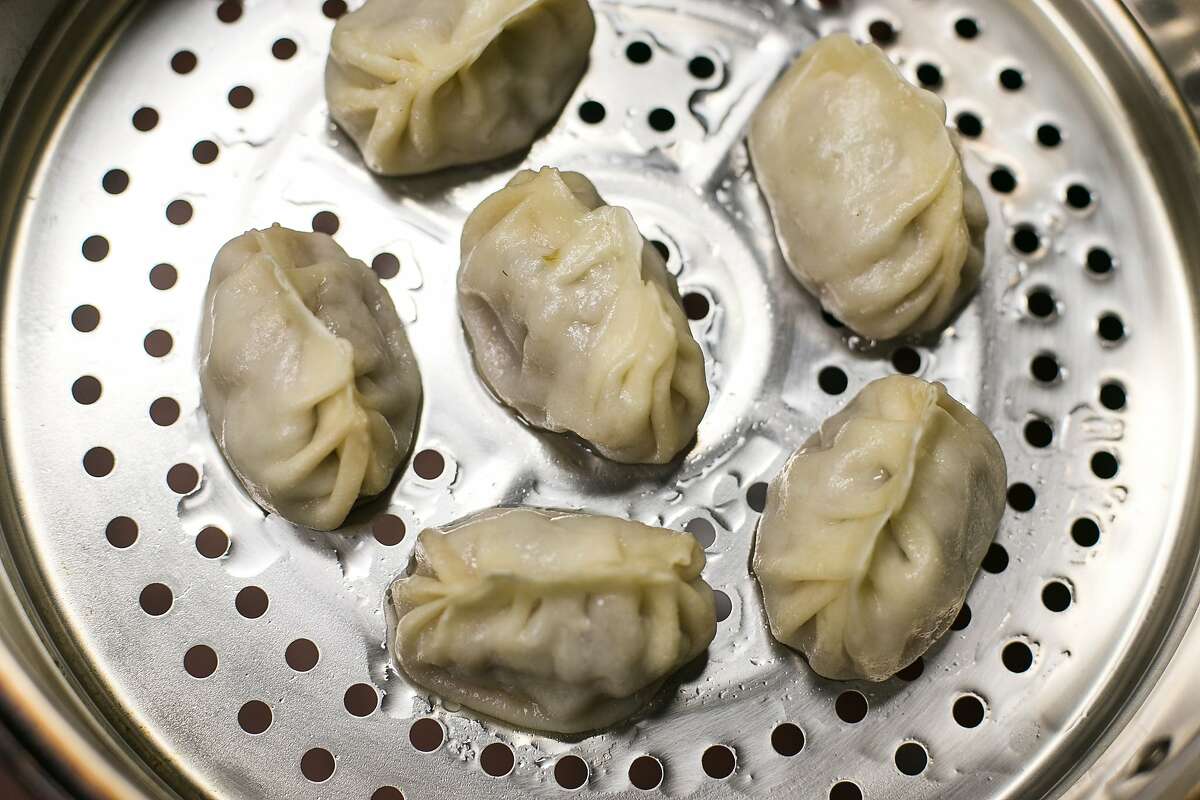 Pitir Manta, or lamb dumplings, steamed and ready for eating at Uyghur Taamliri.
