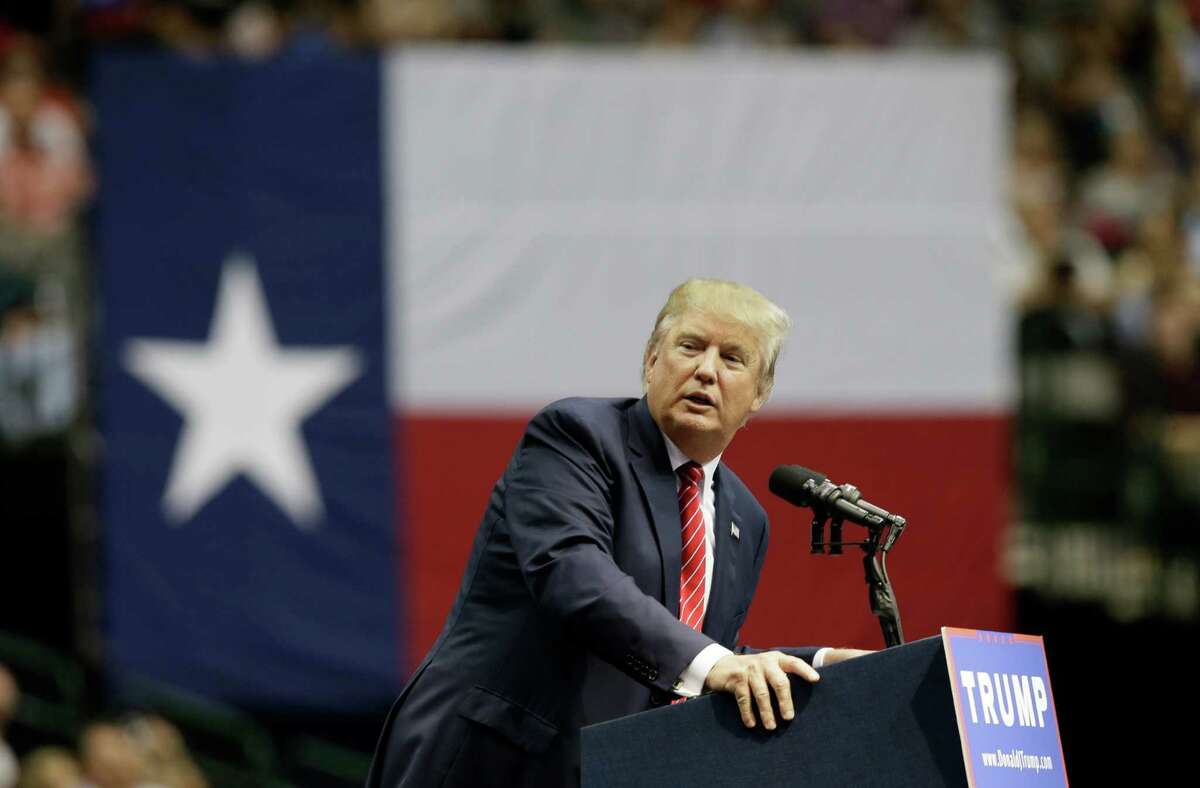 Republican presidential candidate Donald Trump speaks to supporters during a campaign event in Dallas on Monday.