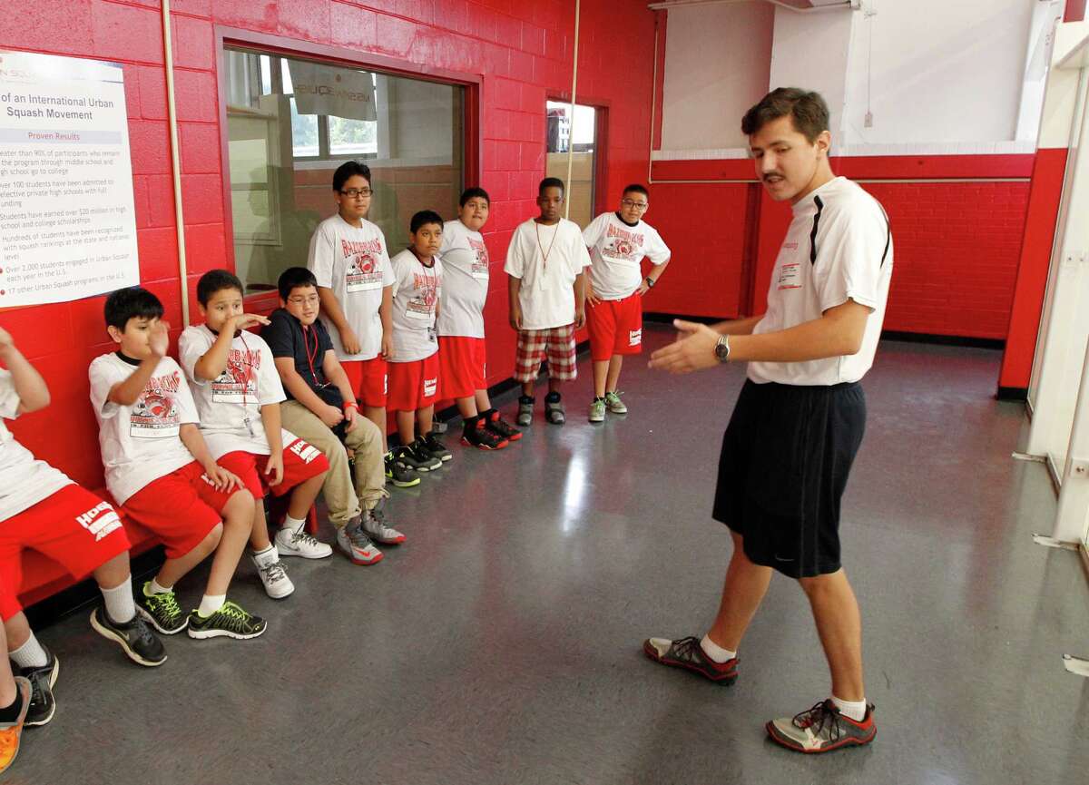 Houston students enjoying first U.S. public school squash courts