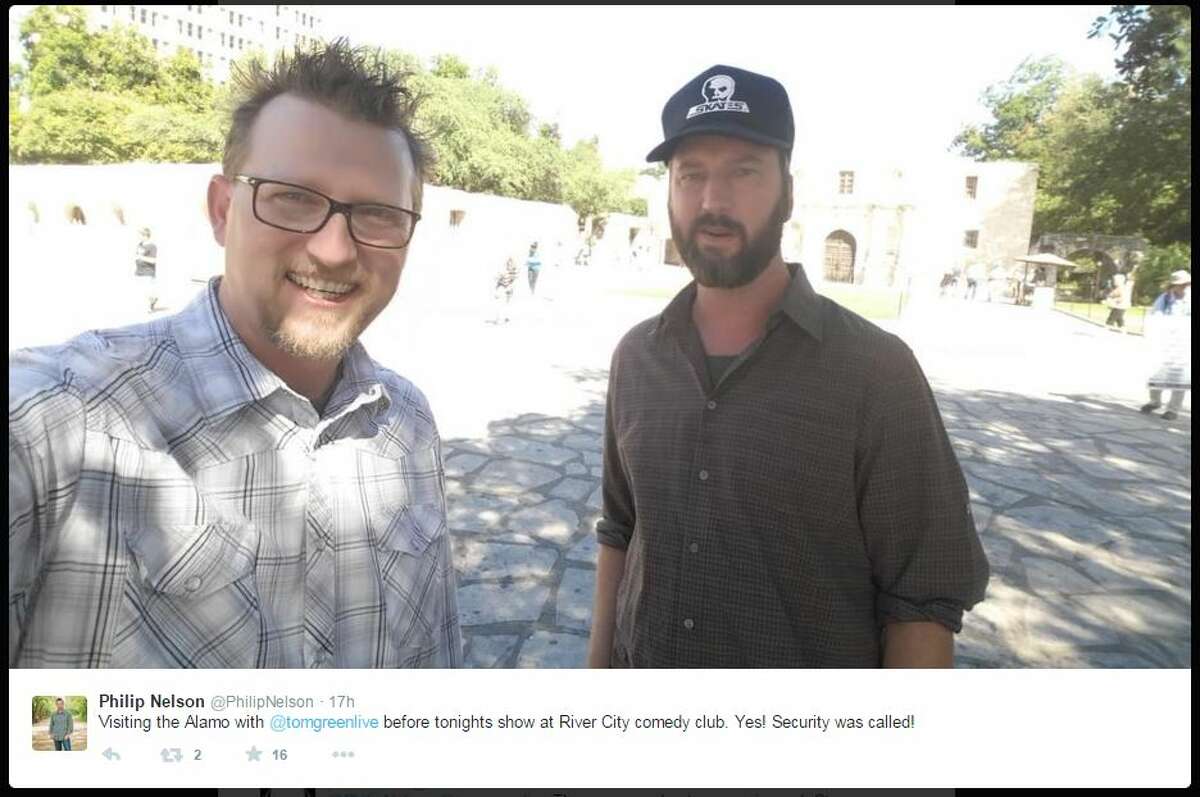Tom Green was seen at the Alamo Monday prior to his standup gig at the River Center Comedy Club.