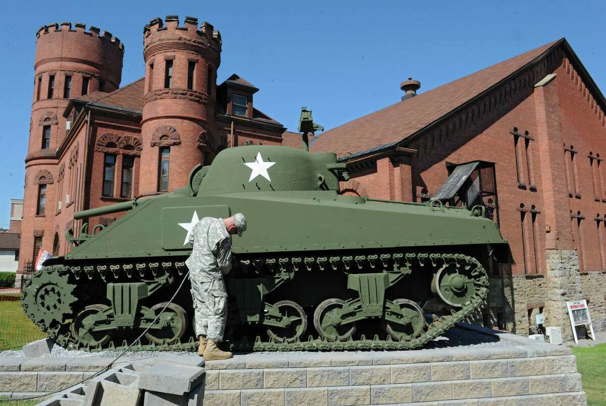 italian military museum with sherman tank