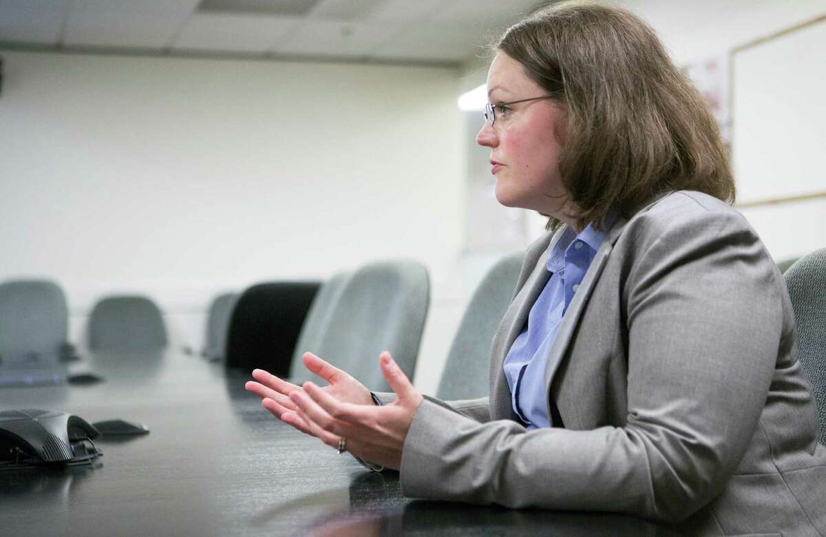 Zillow chief economist Svenja Gudell answers questions during an interview at the Houston Chronicle, Tuesday, Sept. 15, 2015, in Houston. (Cody Duty / Houston Chronicle)
