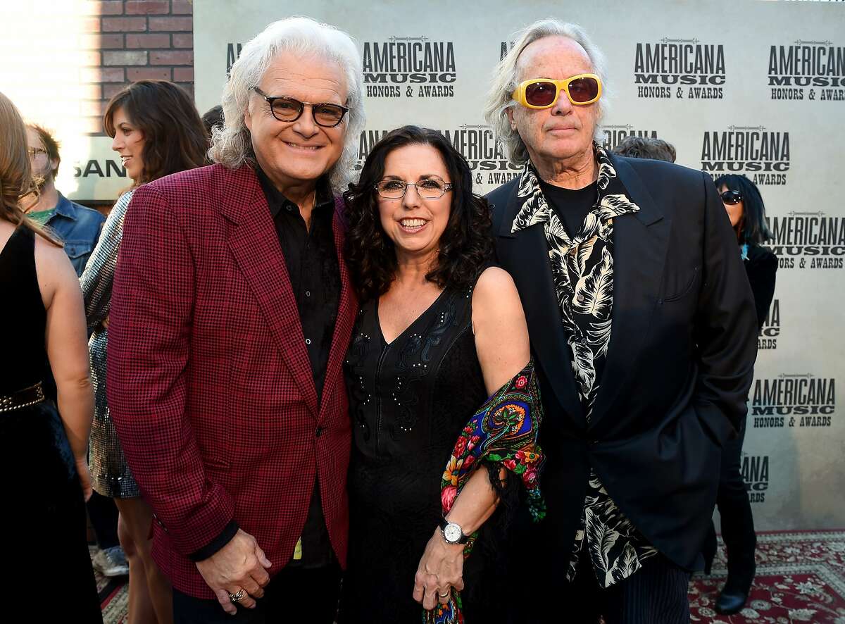 NASHVILLE, TN - SEPTEMBER 16: Ricky Skaggs, Sharon White, and Ry Cooder attend the 14th annual Americana Music Association Honors and Awards Show at the Ryman Auditorium on September 16, 2015 in Nashville, Tennessee. (Photo by Erika Goldring/Getty Images for Americana Music)