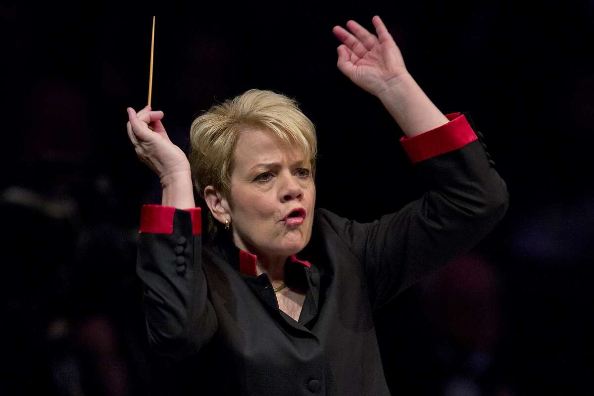 US conductor Marin Alsop performs during the last night of the Proms at The Royal Albert Hall in west London on September 12, 2015. The London-based Proms are celebrating their 120th year and the world's biggest classical music festival continues to draw in crowds by mixing top performers with accessible ticket prices. Staged at the 5,500-capacity Royal Albert Hall, the circular, domed 1870s Italianate masterpiece in London, the eight-week series of concerts are firmly entrenched in the British cultural landscape. AFP PHOTO / JUSTIN TALLISJUSTIN TALLIS/AFP/Getty Images