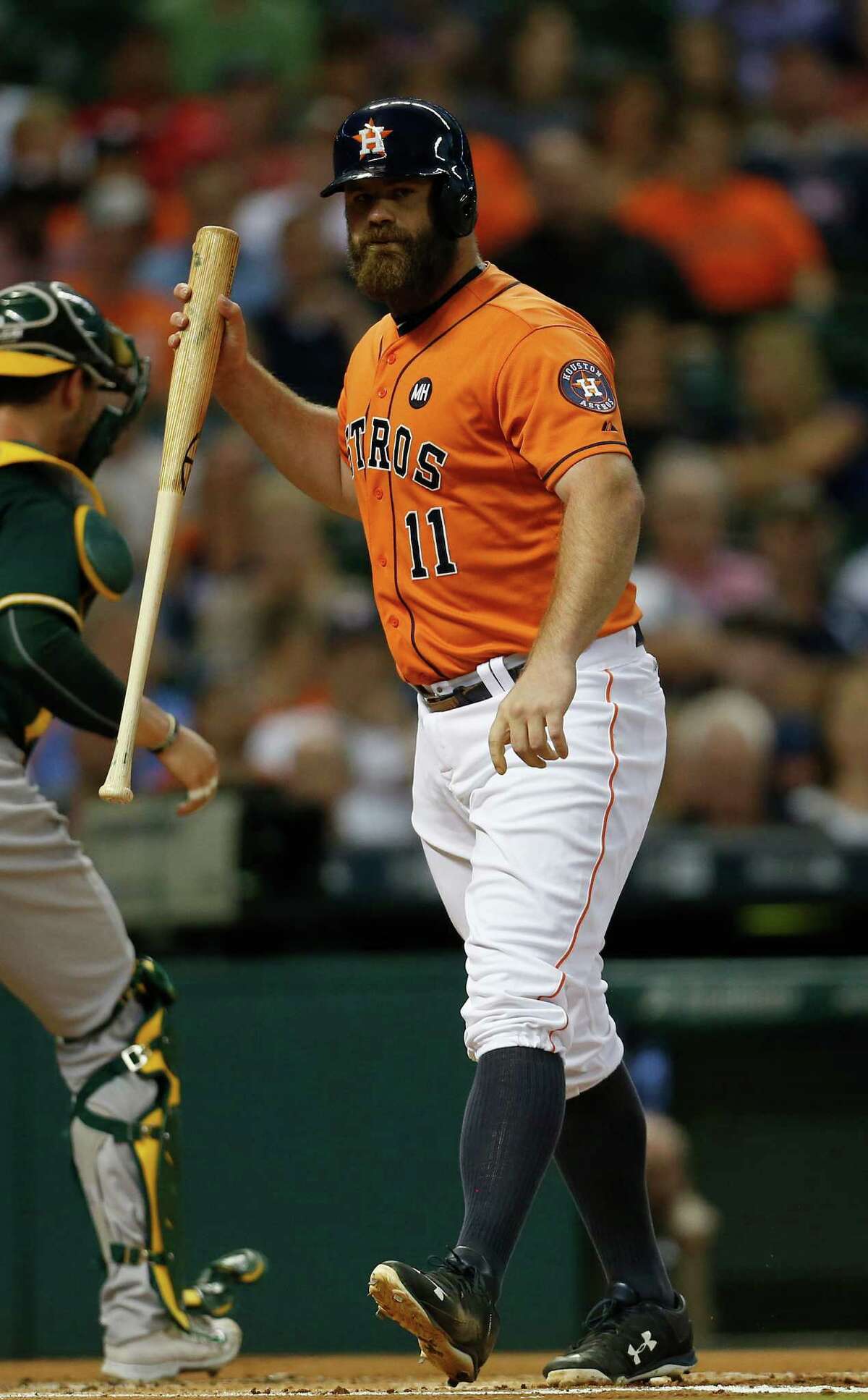 The look of despair displayed by designated hitter Evan Gattis on Friday has been a common sight among Astros batters during a 4-12 September skid.